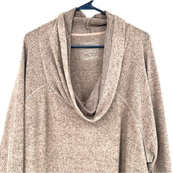 Torrid Super Soft Plush Size 5 5XL Cowl Neck Long Sleeve Sweater Dress Tan Mauve - Picture 3 of 5
